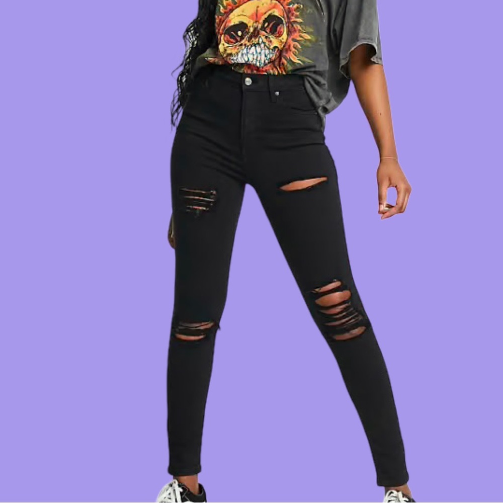 5/25$ Jamie Jeans Ripped in Black | Topshop